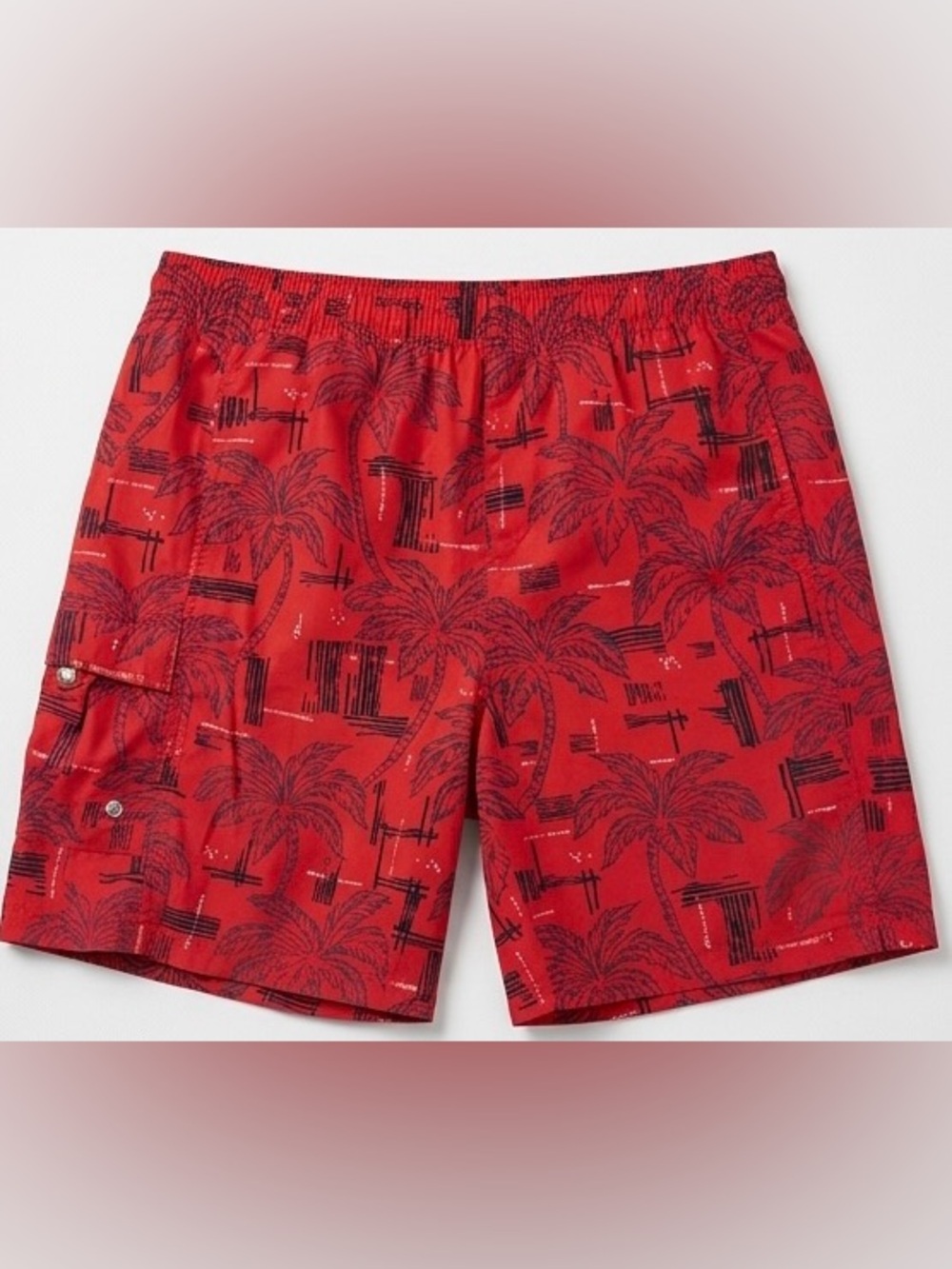 Newport Men's Red Palm-Print Athletic Swim Shorts